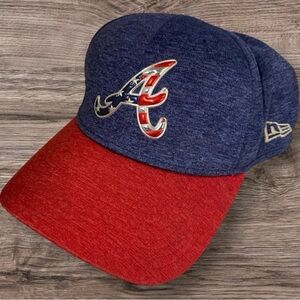 Atlanta Braves New Era Baseball Cap Hat Flag Logo USA Heather Blue
